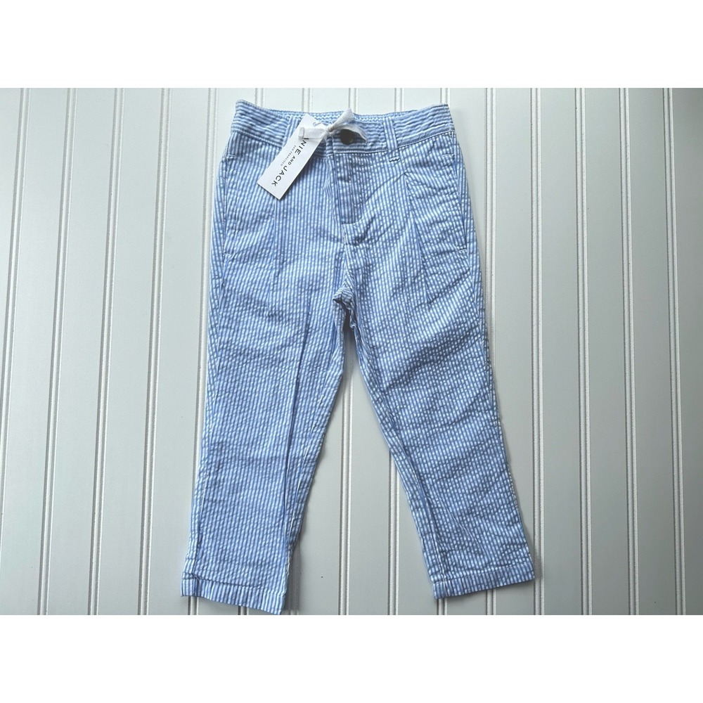 NWT Janie and Jack Provence Seersucker Blue and white Toddler Boy Pants Size 2T